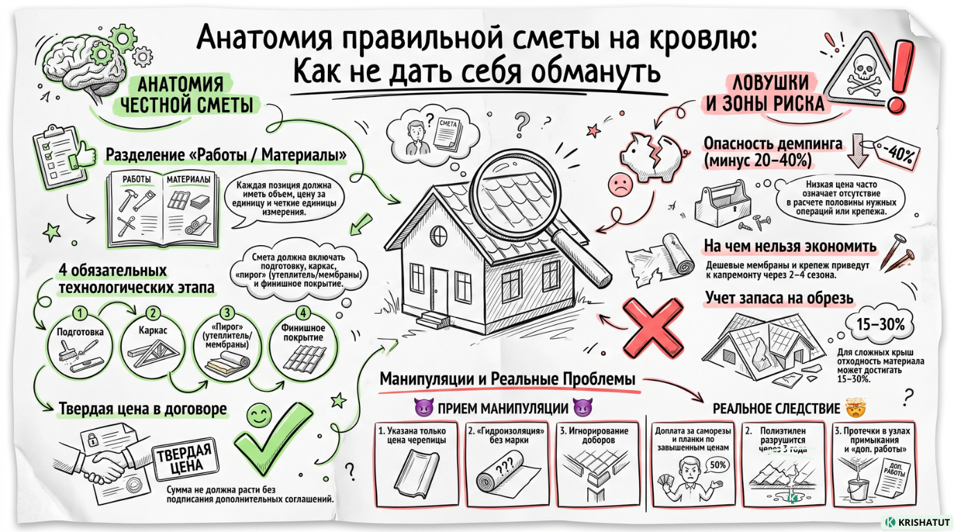Инфорграфика: Как читать смету на кровельные работы